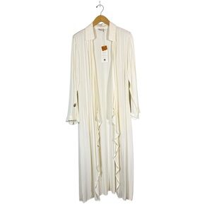 Suzy D London WINDY LONG WATERFALL JACKET Sz LG Cream Viscose Made In Italy